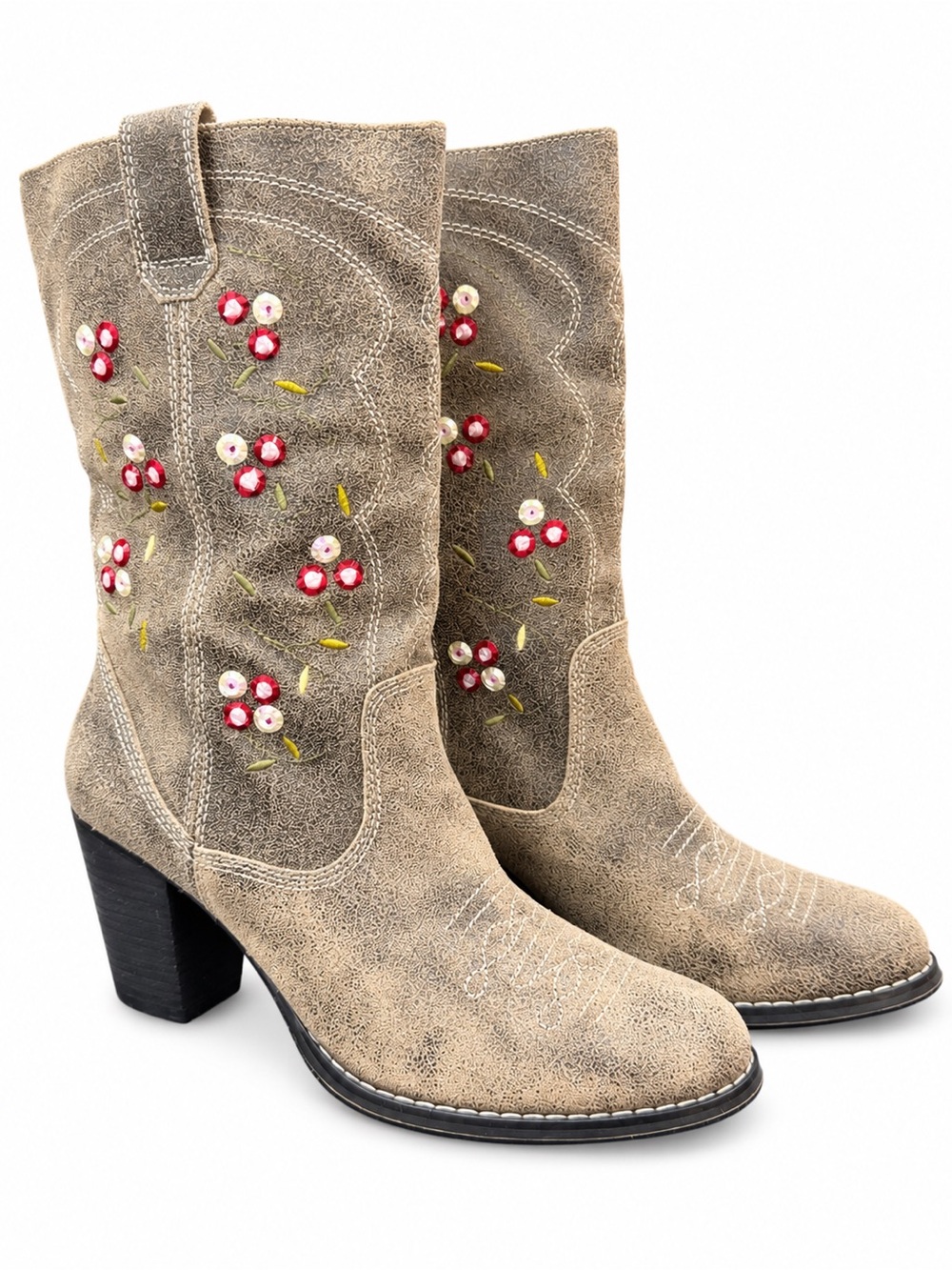 Seychelles Anthropologie Embroidered Leather Western Cowboy Boots 6.5